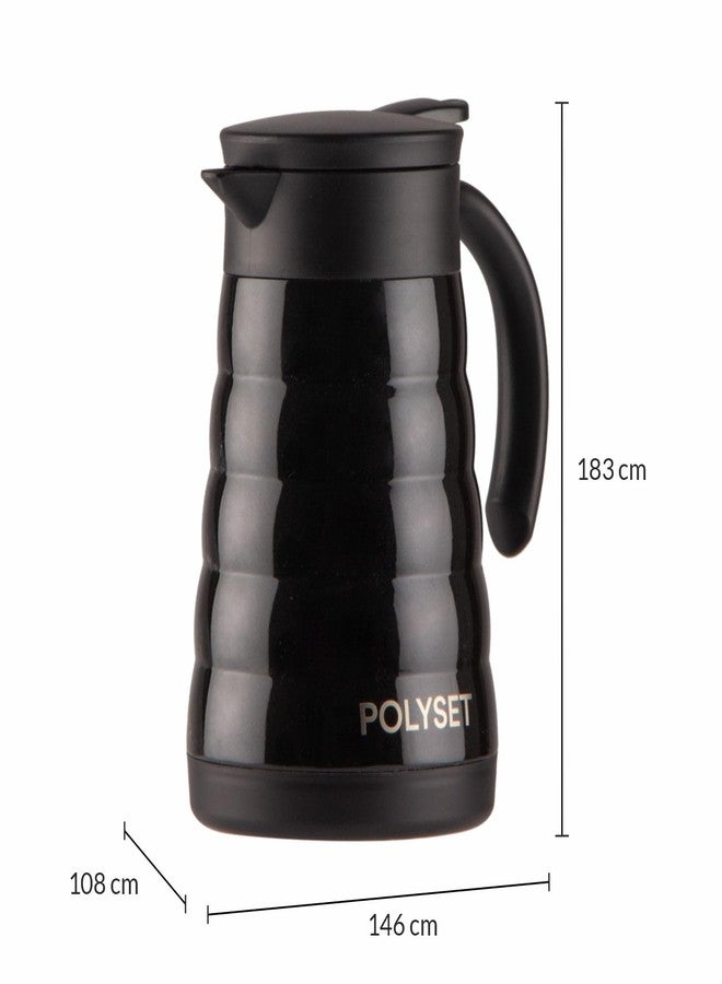Polyset Glitz Vacuum Insulated Stainless Steel Flask, Water, Beverage, Travel Bottle, Jug, Airpot, Coffee, Tea Pot (1 Year Warranty) (Black, 600 ml, Glitz) - Image 2